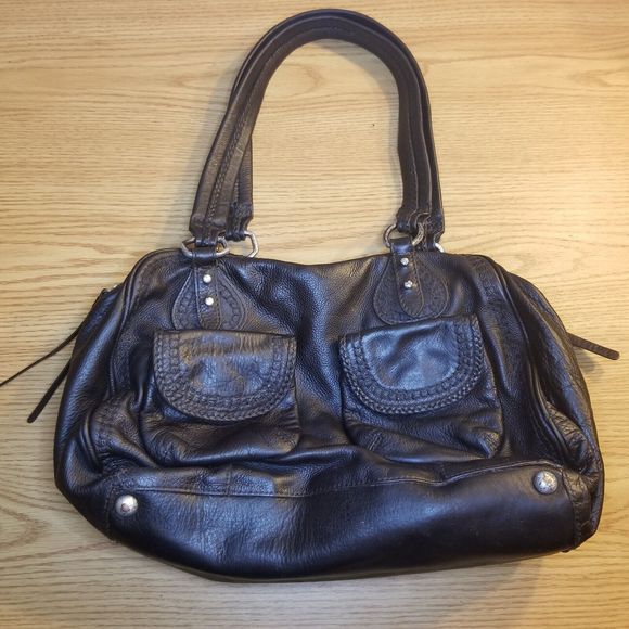 Sigrid Olsen Handbags - Sigrid Olsen Bag Dark Brown Genuine Pebbled Leather Satchel Handbag Purse 13x9x6